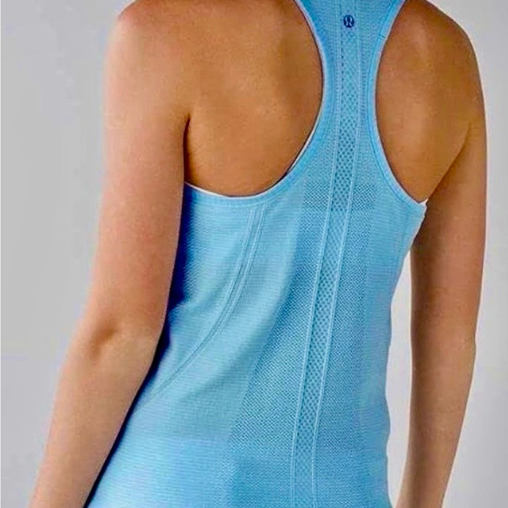 Light Blue Women's Ribbed Tank Top - Picture 2 of 3